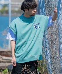 『CavariA/キャバリア』USAコットン裏毛スウェットベスト×半袖Tシャツセット