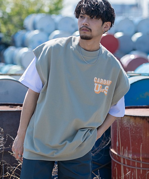 SILVER BULLET(シルバーバレット)の「『CavariA/キャバリア』USAコットン裏毛スウェットベスト×半袖Tシャツセット(Tシャツ/カットソー・メンズ・ブルー/ターコイズブルー/グレイッシュベージュ/スミクロ・L/M)」の3枚目の写真