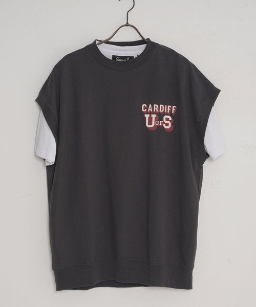 SILVER BULLET(シルバーバレット)の「『CavariA/キャバリア』USAコットン裏毛スウェットベスト×半袖Tシャツセット(Tシャツ/カットソー・メンズ・ブルー/ターコイズブルー/グレイッシュベージュ/スミクロ・L/M)」の5枚目の写真