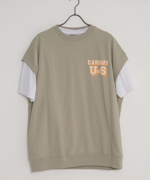 SILVER BULLET(シルバーバレット)の「『CavariA/キャバリア』USAコットン裏毛スウェットベスト×半袖Tシャツセット(Tシャツ/カットソー・メンズ・ブルー/ターコイズブルー/グレイッシュベージュ/スミクロ・L/M)」の12枚目の写真