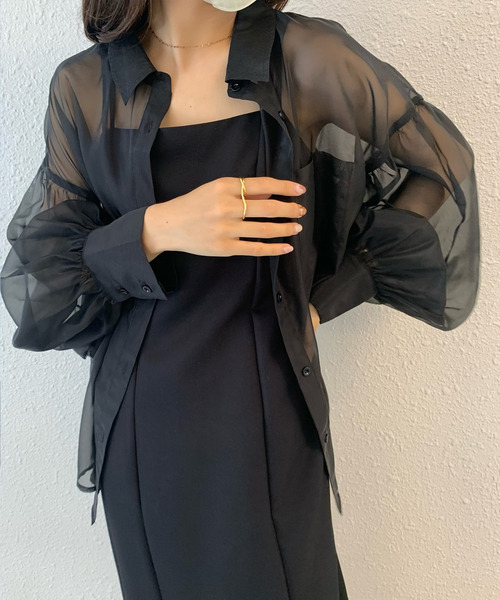 junoah(ジュノア)の「ボリュームスリーブシアーシャツ(シャツ/ブラウス・レディース・ブラック/ピンク/アイボリー/ブラウン/イエロー・MEDIUM/LARGE/SMALL)」の18枚目の写真