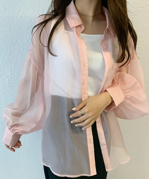 junoah(ジュノア)の「ボリュームスリーブシアーシャツ(シャツ/ブラウス・レディース・ブラック/ピンク/アイボリー/ブラウン/イエロー・MEDIUM/LARGE/SMALL)」の21枚目の写真