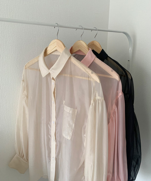 junoah(ジュノア)の「ボリュームスリーブシアーシャツ(シャツ/ブラウス・レディース・ブラック/ピンク/アイボリー/ブラウン/イエロー・MEDIUM/LARGE/SMALL)」の14枚目の写真