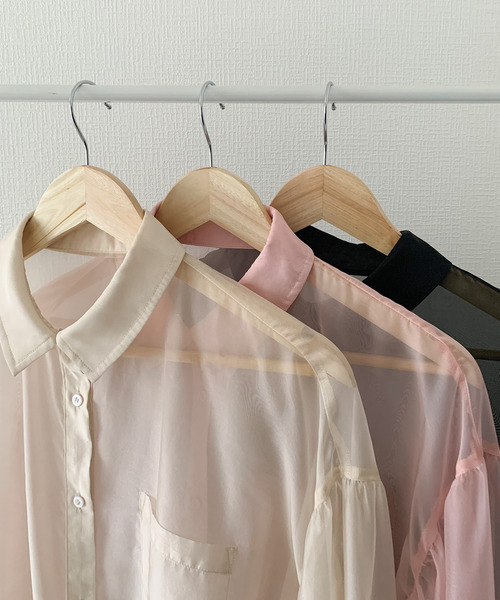 junoah(ジュノア)の「ボリュームスリーブシアーシャツ(シャツ/ブラウス・レディース・ブラック/ピンク/アイボリー/ブラウン/イエロー・MEDIUM/LARGE/SMALL)」の11枚目の写真