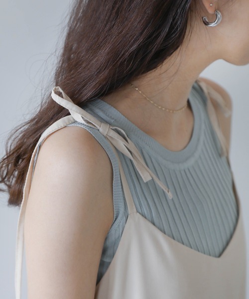 Bab（バブ）の「リボンストラップティアードワンピース（ワンピース・レディース・チャコールグレー/ライトブルー/ベージュ/サーモンピンク・M）」の19枚目の写真