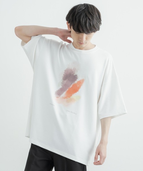 Rocky Monroe（ロッキーモンロー）の「オーバーサイズ 接触冷感 クールダンボールアートプリント半袖Tシャツ（Tシャツ/カットソー・メンズ・ブラック/ライトグレー系/ライトグレー系2/ライトグレー/ブラック系1/ライトグレー系1/ブラック系2/ホワイト/ブラック系/ホワイト系2/ホワイト系/ホワイト系1・M/L）」の5枚目の写真