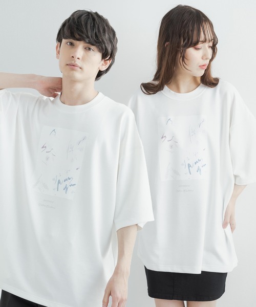 Rocky Monroe（ロッキーモンロー）の「オーバーサイズ 接触冷感 クールダンボールアートプリント半袖Tシャツ（Tシャツ/カットソー・メンズ・ブラック/ライトグレー系/ライトグレー系2/ライトグレー/ブラック系1/ライトグレー系1/ブラック系2/ホワイト/ブラック系/ホワイト系2/ホワイト系/ホワイト系1・M/L）」の2枚目の写真