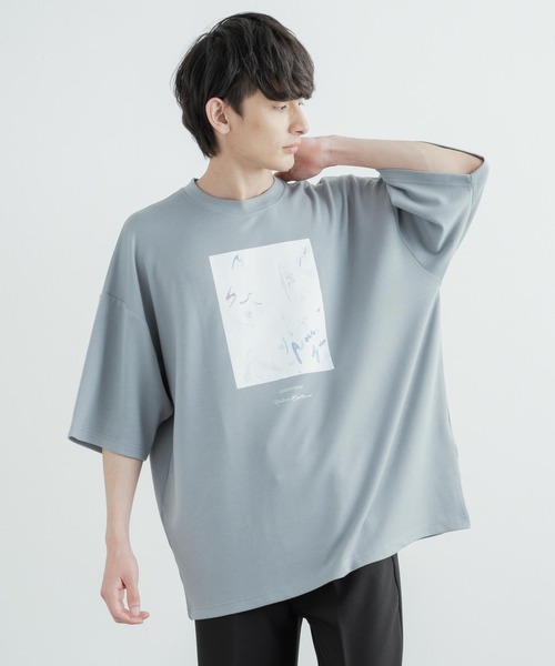 Rocky Monroe（ロッキーモンロー）の「オーバーサイズ 接触冷感 クールダンボールアートプリント半袖Tシャツ（Tシャツ/カットソー・メンズ・ブラック/ライトグレー系/ライトグレー系2/ライトグレー/ブラック系1/ライトグレー系1/ブラック系2/ホワイト/ブラック系/ホワイト系2/ホワイト系/ホワイト系1・M/L）」の9枚目の写真