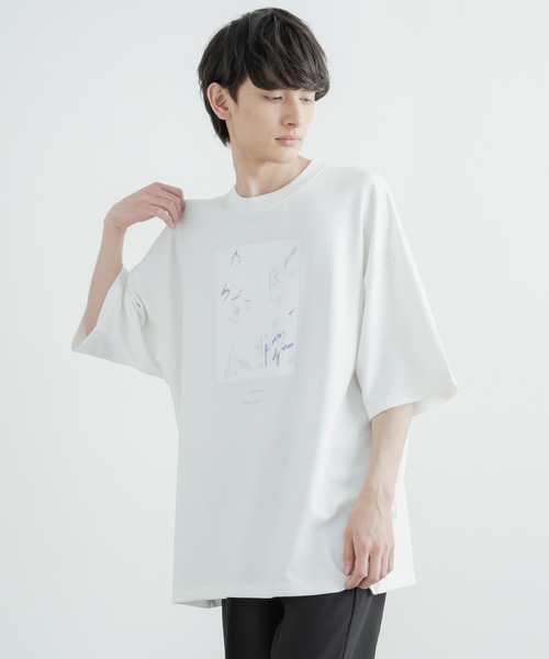 Rocky Monroe（ロッキーモンロー）の「オーバーサイズ 接触冷感 クールダンボールアートプリント半袖Tシャツ（Tシャツ/カットソー・メンズ・ブラック/ライトグレー系/ライトグレー系2/ライトグレー/ブラック系1/ライトグレー系1/ブラック系2/ホワイト/ブラック系/ホワイト系2/ホワイト系/ホワイト系1・M/L）」の13枚目の写真