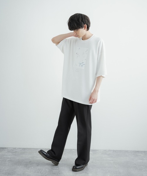 Rocky Monroe（ロッキーモンロー）の「オーバーサイズ 接触冷感 クールダンボールアートプリント半袖Tシャツ（Tシャツ/カットソー・メンズ・ブラック/ライトグレー系/ライトグレー系2/ライトグレー/ブラック系1/ライトグレー系1/ブラック系2/ホワイト/ブラック系/ホワイト系2/ホワイト系/ホワイト系1・M/L）」の14枚目の写真