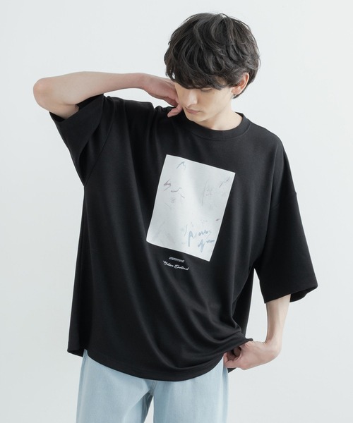 Rocky Monroe（ロッキーモンロー）の「オーバーサイズ 接触冷感 クールダンボールアートプリント半袖Tシャツ（Tシャツ/カットソー・メンズ・ブラック/ライトグレー系/ライトグレー系2/ライトグレー/ブラック系1/ライトグレー系1/ブラック系2/ホワイト/ブラック系/ホワイト系2/ホワイト系/ホワイト系1・M/L）」の21枚目の写真