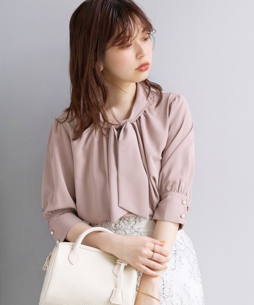 natural couture(ナチュラルクチュール)の「袖口パールノット結び6分袖ブラウス(シャツ/ブラウス・レディース・ラベンダー/サックスブルー/ピンクベージュ/その他2/その他1/オフホワイト・FREE)」の22枚目の写真