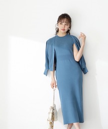 PROPORTION BODY DRESSING | 透かしカーディガン×ナローリブニットワンピース / 1212240501(ワンピース)