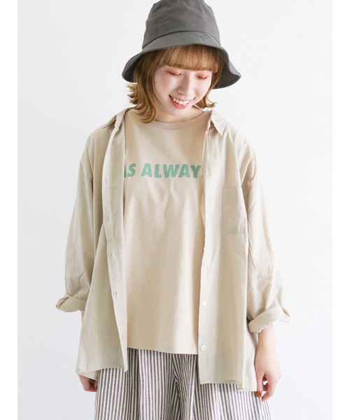 Samansa Mos2（サマンサ モスモス）の「コットンゆるシャツ（シャツ/ブラウス・レディース・オフホワイト/レッド/サックスブルー/ベージュ・ﾌﾘ-）」の3枚目の写真