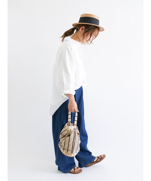 Samansa Mos2（サマンサ モスモス）の「コットンゆるシャツ（シャツ/ブラウス・レディース・オフホワイト/レッド/サックスブルー/ベージュ・ﾌﾘ-）」の8枚目の写真