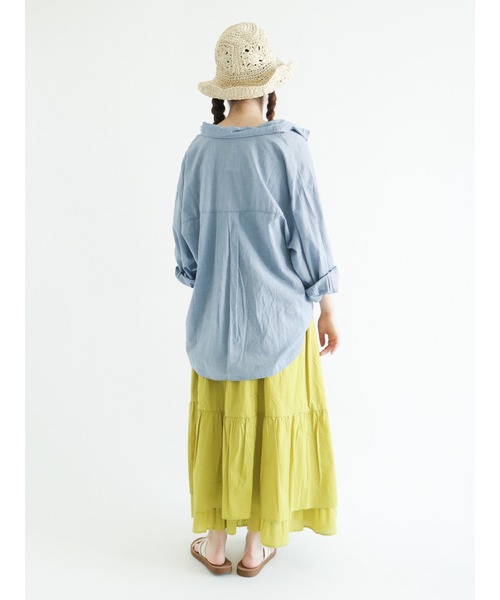 Samansa Mos2（サマンサ モスモス）の「コットンゆるシャツ（シャツ/ブラウス・レディース・オフホワイト/レッド/サックスブルー/ベージュ・ﾌﾘ-）」の13枚目の写真