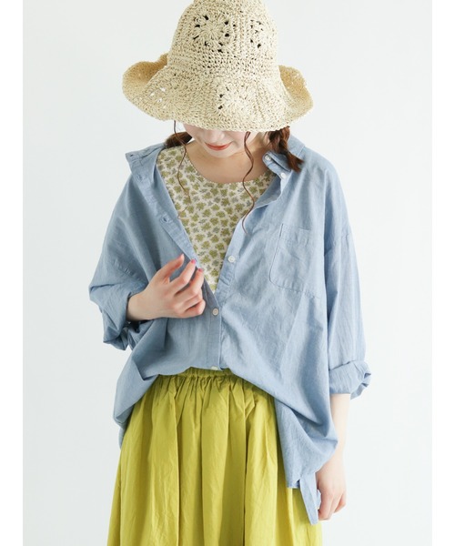 Samansa Mos2（サマンサ モスモス）の「コットンゆるシャツ（シャツ/ブラウス・レディース・オフホワイト/レッド/サックスブルー/ベージュ・ﾌﾘ-）」の14枚目の写真