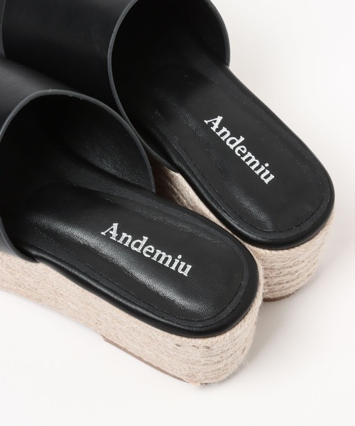 Andemiu（アンデミュウ）の「スクエアジュートサンダル299791（サンダル・レディース・ブラック/ホワイト・SMALL/MEDIUM/LARGE）」の14枚目の写真