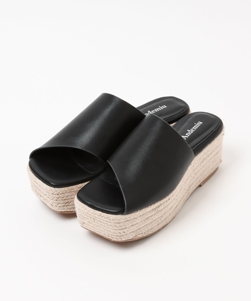 Andemiu（アンデミュウ）の「スクエアジュートサンダル299791（サンダル・レディース・ブラック/ホワイト・SMALL/MEDIUM/LARGE）」の21枚目の写真