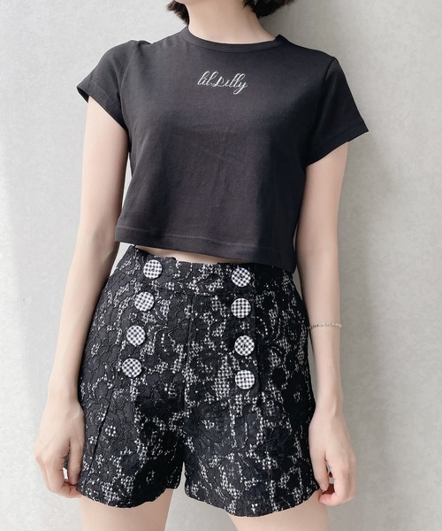 lilLilly（リルリリー）の「コンパクトロゴTシャツ（Tシャツ/カットソー・レディース・ホワイト/ブラック/ピンク/ブルー・FREE）」の2枚目の写真