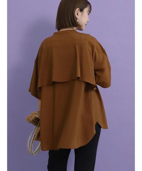 AMERICAN HOLIC（アメリカンホリック）の「バックフレアバンドカラーシャツ（シャツ/ブラウス・レディース・ライトグレー/ネイビー/サックスブルー/キャメル・M/L）」の21枚目の写真