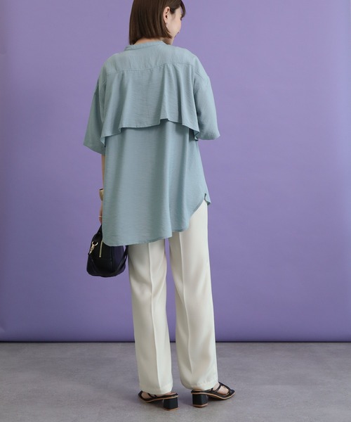 AMERICAN HOLIC（アメリカンホリック）の「バックフレアバンドカラーシャツ（シャツ/ブラウス・レディース・ライトグレー/ネイビー/サックスブルー/キャメル・M/L）」の18枚目の写真