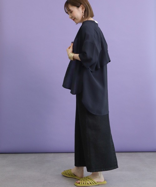 AMERICAN HOLIC（アメリカンホリック）の「バックフレアバンドカラーシャツ（シャツ/ブラウス・レディース・ライトグレー/ネイビー/サックスブルー/キャメル・M/L）」の7枚目の写真