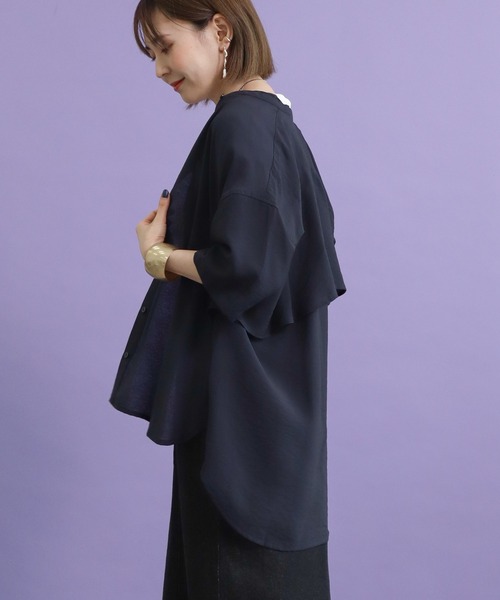 AMERICAN HOLIC（アメリカンホリック）の「バックフレアバンドカラーシャツ（シャツ/ブラウス・レディース・ライトグレー/ネイビー/サックスブルー/キャメル・M/L）」の17枚目の写真