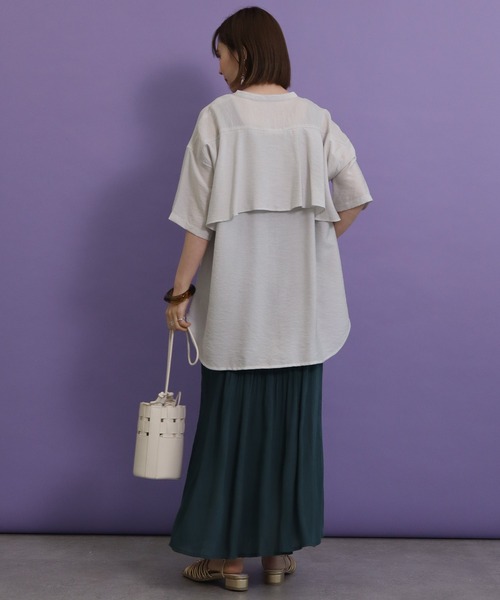 AMERICAN HOLIC（アメリカンホリック）の「バックフレアバンドカラーシャツ（シャツ/ブラウス・レディース・ライトグレー/ネイビー/サックスブルー/キャメル・M/L）」の14枚目の写真