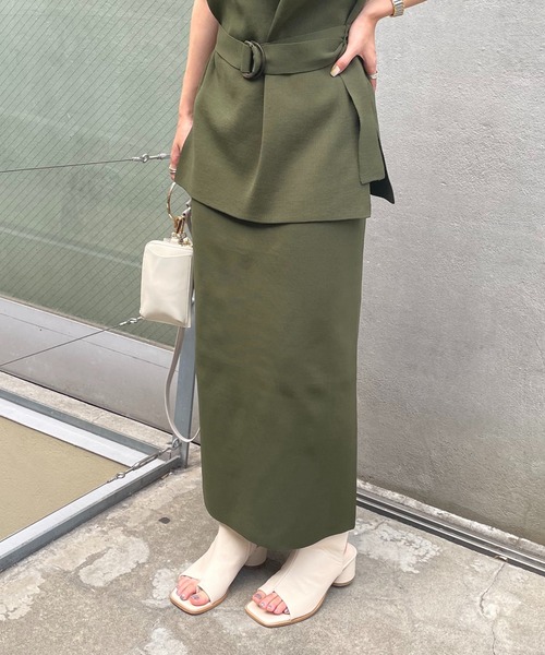 COLONY 2139（コロニートゥーワンスリーナイン）の「セットアップ対応/エステルヤーンペンシルスカート/バックスリットタイトスカート（スカート・レディース・ブラック/ネイビー/カーキ/モカ・MEDIUM/LARGE）」の13枚目の写真