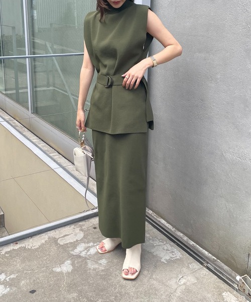 COLONY 2139（コロニートゥーワンスリーナイン）の「セットアップ対応/エステルヤーンペンシルスカート/バックスリットタイトスカート（スカート・レディース・ブラック/ネイビー/カーキ/モカ・MEDIUM/LARGE）」の12枚目の写真