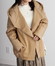 異素材コンビ中綿キルティングブルゾン