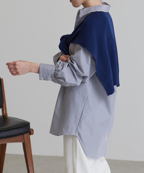 COLLAGE GALLARDAGALANTE（コラージュガリャルダガランテ）の「360度抜かりなし/バックボタン袖ギャザーシャツ（シャツ/ブラウス・レディース・ホワイト/パープル/ネイビー・FREE）」の14枚目の写真