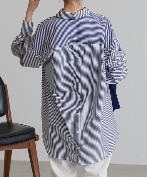 COLLAGE GALLARDAGALANTE（コラージュガリャルダガランテ）の「360度抜かりなし/バックボタン袖ギャザーシャツ（シャツ/ブラウス・レディース・ホワイト/パープル/ネイビー・FREE）」の20枚目の写真