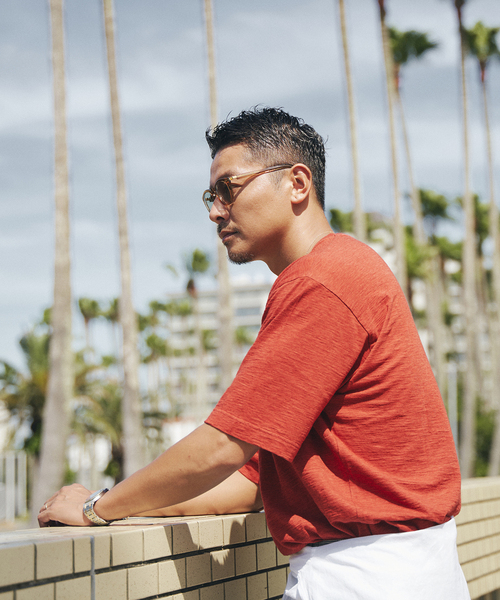 EDIFICE（エディフィス）の「【avancer / アボンシェル】メランジコットン Tシャツ（Tシャツ/カットソー・メンズ・オレンジ/ブルー/ベージュ/ホワイト/ネイビー・46/48）」の7枚目の写真