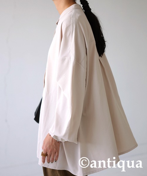 antiqua（アンティカ）の「とろみフレアデザインシャツ。（シャツ/ブラウス・レディース・ブラック/レッド/グリーン/ホワイト系その他・FREE）」の5枚目の写真