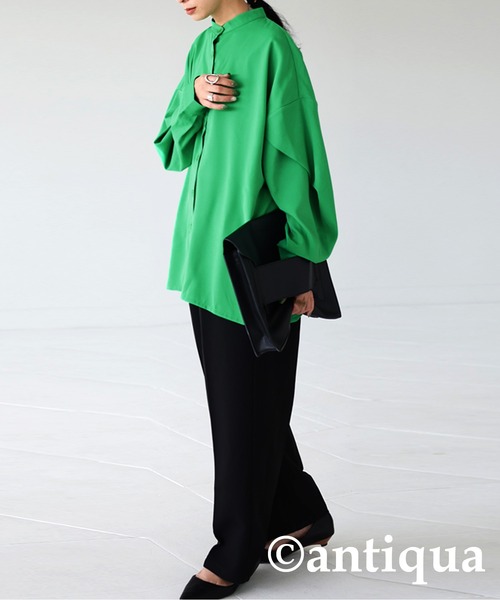 antiqua（アンティカ）の「とろみフレアデザインシャツ。（シャツ/ブラウス・レディース・ブラック/レッド/グリーン/ホワイト系その他・FREE）」の17枚目の写真