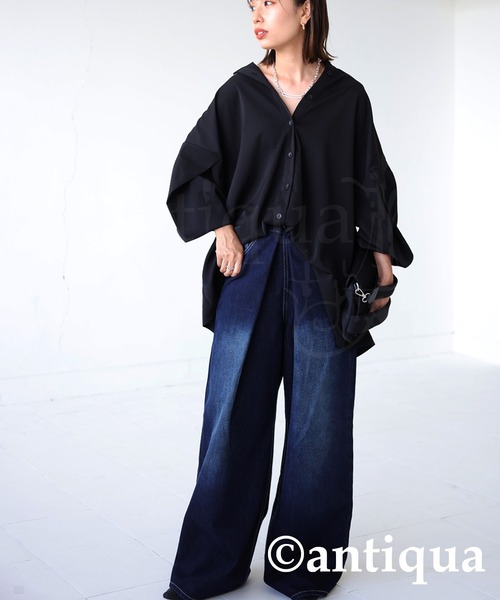 antiqua（アンティカ）の「とろみフレアデザインシャツ。（シャツ/ブラウス・レディース・ブラック/レッド/グリーン/ホワイト系その他・FREE）」の11枚目の写真