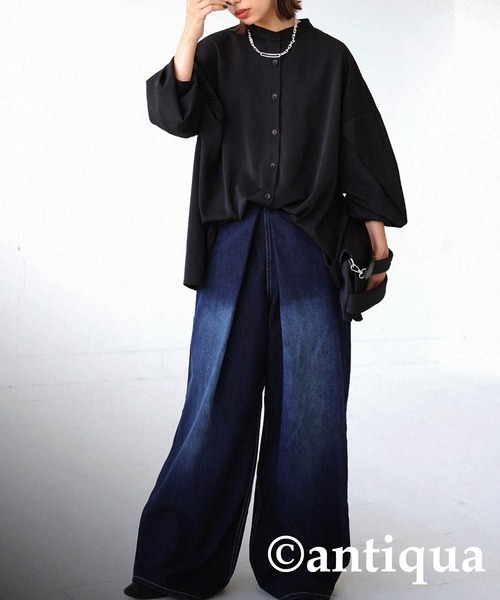 antiqua（アンティカ）の「とろみフレアデザインシャツ。（シャツ/ブラウス・レディース・ブラック/レッド/グリーン/ホワイト系その他・FREE）」の14枚目の写真