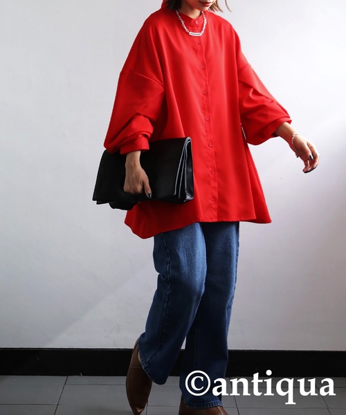 antiqua（アンティカ）の「とろみフレアデザインシャツ。（シャツ/ブラウス・レディース・ブラック/レッド/グリーン/ホワイト系その他・FREE）」の22枚目の写真