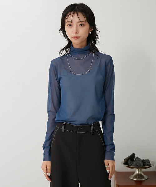 VACANCY(ヴァカンシー)の「シアータートルカラーインナー(Tシャツ/カットソー・レディース・ホワイト/ブラック/ブルー/グレイッシュベージュ・FREE)」の17枚目の写真