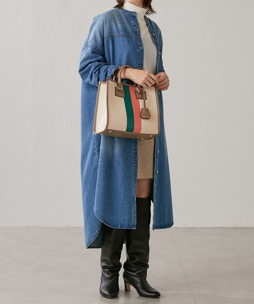 PAPILLONNER(パピヨネ)の「スクエアパイピングトート/Sサイズ/WEB限定(ハンドバッグ・レディース・ブラック/グレイッシュベージュ・FREE)」の8枚目の写真