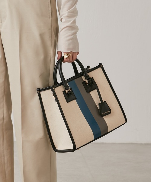 PAPILLONNER(パピヨネ)の「スクエアパイピングトート/Sサイズ/WEB限定(ハンドバッグ・レディース・ブラック/グレイッシュベージュ・FREE)」の7枚目の写真