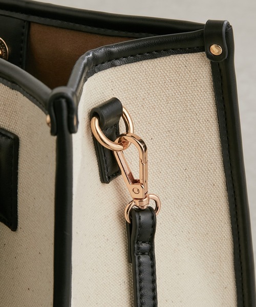 PAPILLONNER(パピヨネ)の「スクエアパイピングトート/Sサイズ/WEB限定(ハンドバッグ・レディース・ブラック/グレイッシュベージュ・FREE)」の10枚目の写真