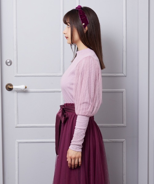 axes femme POETIQUE(アクシーズファムポエティック)の「ボリュームチュール袖プルオーバー(Tシャツ/カットソー・レディース・ブラック/ピンク/キナリ・MEDIUM)」の5枚目の写真