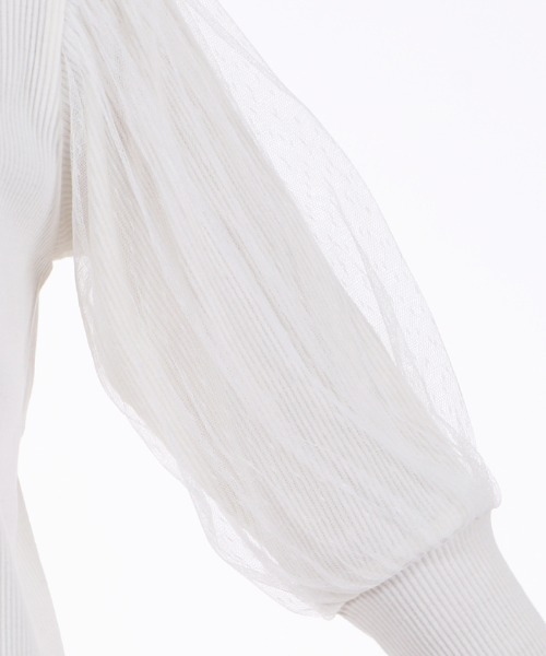 axes femme POETIQUE(アクシーズファムポエティック)の「ボリュームチュール袖プルオーバー(Tシャツ/カットソー・レディース・ブラック/ピンク/キナリ・MEDIUM)」の9枚目の写真