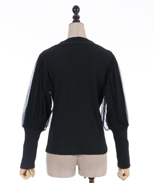 axes femme POETIQUE(アクシーズファムポエティック)の「ボリュームチュール袖プルオーバー(Tシャツ/カットソー・レディース・ブラック/ピンク/キナリ・MEDIUM)」の15枚目の写真