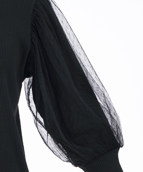 axes femme POETIQUE(アクシーズファムポエティック)の「ボリュームチュール袖プルオーバー(Tシャツ/カットソー・レディース・ブラック/ピンク/キナリ・MEDIUM)」の19枚目の写真