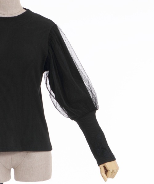 axes femme POETIQUE(アクシーズファムポエティック)の「ボリュームチュール袖プルオーバー(Tシャツ/カットソー・レディース・ブラック/ピンク/キナリ・MEDIUM)」の22枚目の写真