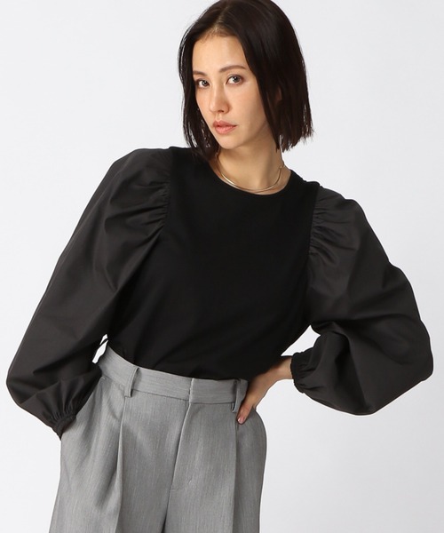 BARNYARDSTORM（バンヤードストーム）の「BARNYARDSTORM / ショルダーボリュームプルオーバー（Tシャツ/カットソー・レディース・ホワイト/ブラック・0/1）」の2枚目の写真